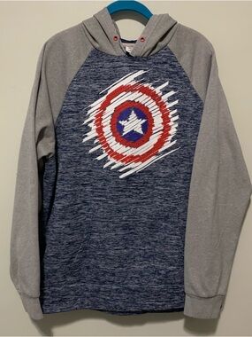 Marvel Grey & Blue Captain America Graphic Hoodie